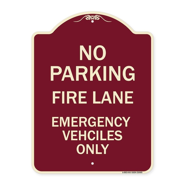 Signmission Fire Lane Emergency Vehicles Only Heavy-Gauge Aluminum Architectural Sign, 24" x 18", BU-1824-23985 A-DES-BU-1824-23985 - main